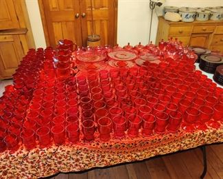 Red Viking glass dinnerware
