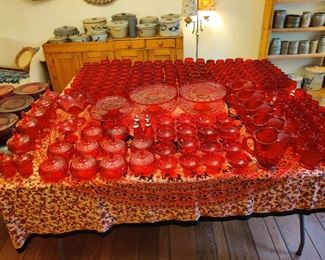 Red Viking glass dinnerware