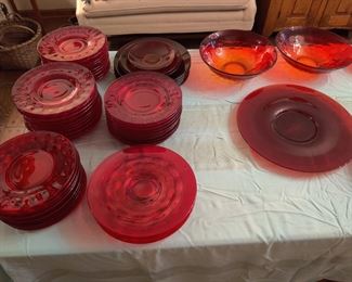 Red Viking glass dinnerware