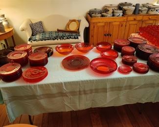 Red Viking glass dinnerware