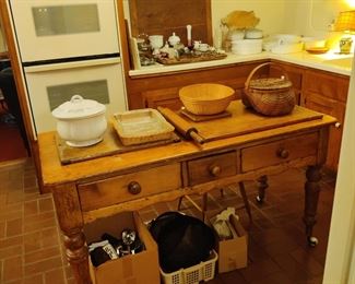 19th century antique wood kitchen island