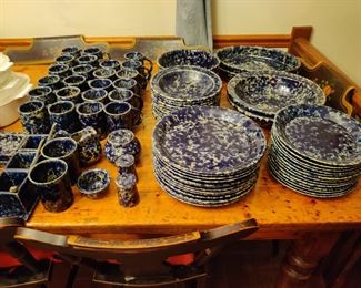 blue handmade dish set
