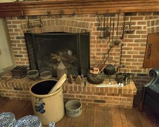 pewter and fireplace accessories
