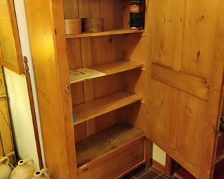 19th century antique pine storage cabinet