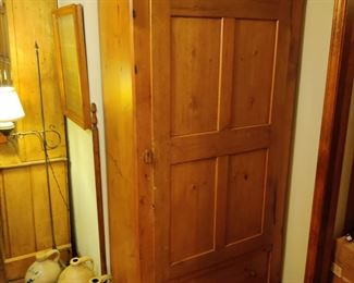 19th century distressed pine storage cabinet