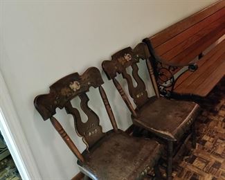 antique hand-painted wooden chairs