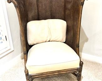 Late 20th century rattan/cane wingback chair