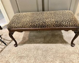Leopard print vintage bench