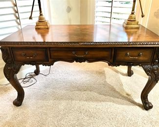 Carved wood writing desk