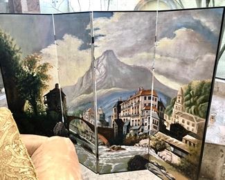 Painted folding screen