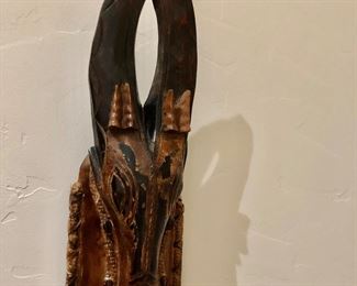 Vintage carved wood animal head