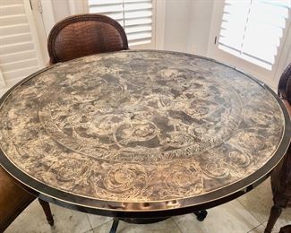 Stamped brass table top
