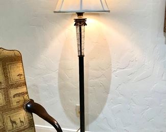 Wood and glass floor lamp