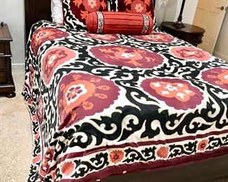 Dark wood queen bed and queen mattress