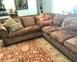 Large chenille fabric sectional by RC Furniture