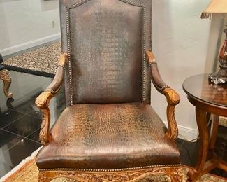 Incredible alligator print leather chair by Century