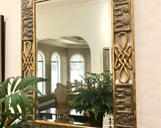Carved gilt and silver wood mirror