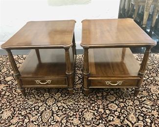 Pair of Henredon double shelf end tables