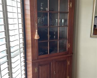fine black cherry corner cupboard