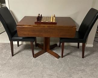 Drop Leaf Table w/ Leather Chairs 