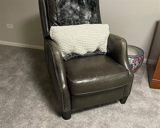 Pewter colored Leather Recliner 