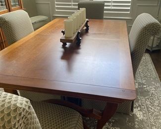 Mount Airy Dining Table   77" x 44",  (2) 18" Leaves   6 Dining Chairs  