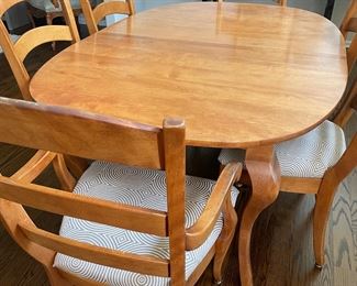 Dining Table w/ (2) 18" leaves and six ladderback Chairs 