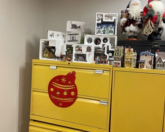 File Cabinets - a wall of them,  yellow metal 