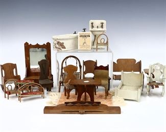 Furniture included with An early 20th century doll house, c. 1910.