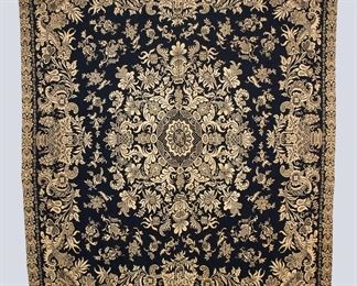 A mid 19th century Jaquard coverlet dated "1843".  Two piece construction with center medallion and floral design in Blue.  Some wear and losses, minor discoloration.  Approx. 82 x 97" long overall.  ESTIMATE $100-200
