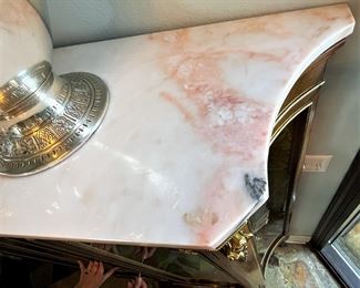 #1. $895. Curio Cabinet with marble top, 50Wx16Dx68H.