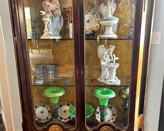 #1. $895. Curio Cabinet with marble top, 50Wx16Dx68H.