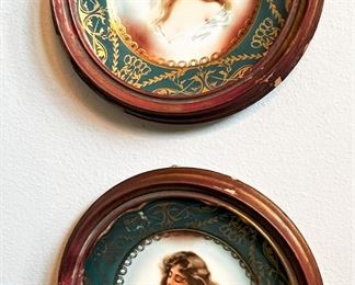 #12. $80. Pair of Round Gilt Plates, Royal Vienna, circa 1860, in wood frames, 9.5".