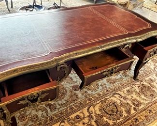 #23. $1,100. French Louis XV style Ormolu Desk, 69"Wx38"Dx31"H.