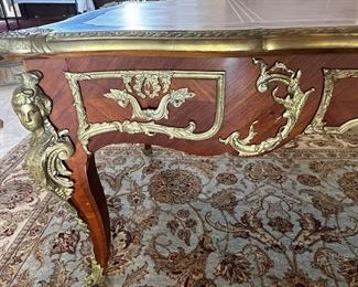 #23. $1,100. French Louis XV style Ormolu Desk, 69"Wx38"Dx31"H.