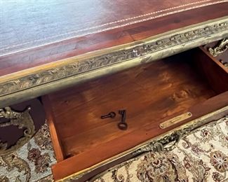 #23. $1,100. French Louis XV style Ormolu Desk, 69"Wx38"Dx31"H.