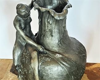 #25. $500. Large Spelter Figural Jug, A. Vibert (1847-1909), 17Wx14H.