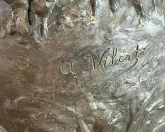 #25. $500. Large Spelter Figural Jug, A. Vibert (1847-1909), 17Wx14H.