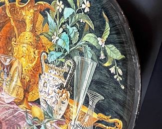 #31. $400. Set of (2) Italian Ginori Platters, marked, 24.5". One plate has a crack through.