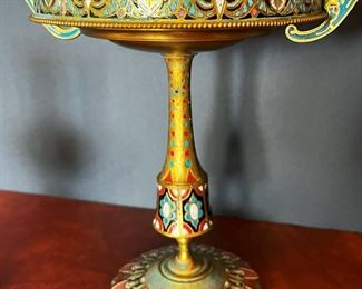 #33. $500. Champleve & Bronze Dore Tazza & (2) Onyx Vases.