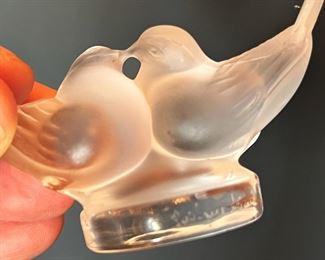 #37. $100. Lalique Miniature Moineaux & Crystal de sevres Pelican.