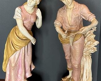 #38. $250. Royal Dux Pair Figures, "The Gleaners", 21x7.
