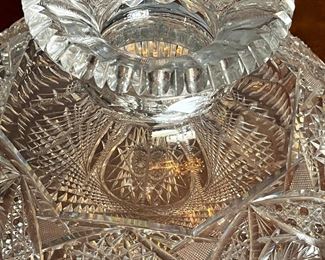 #39. $200. American Cut Glass Vase with squat base, 12x9.