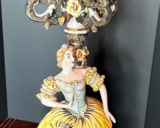 #40. $150. Capodimonte woman figure with candelabra 