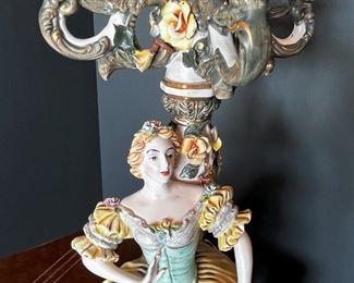 #40. $150. Capodimonte woman figure with candelabra 
