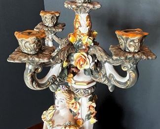 #40. $150. Capodimonte woman figure with candelabra 