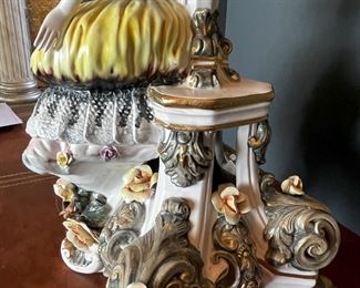 #40. $150. Capodimonte woman figure with candelabra 