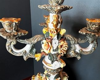 #40. $150. Capodimonte woman figure with candelabra 