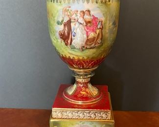 #44. $300. Royal Vienna Urn on Pedestal, 12x5.