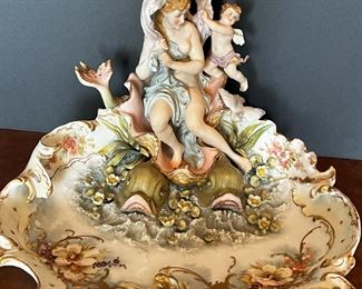 #44. $275. Dresden Porcelain Tray, marked E&A Muller Schwarza-scale, 1895.